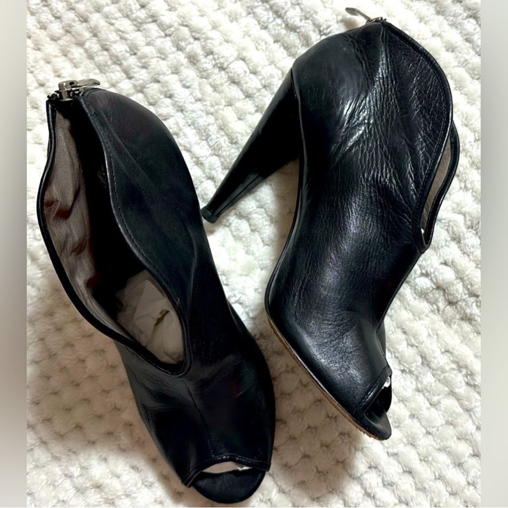 Vince Camuto Black Peep-Toe Heeled Boots